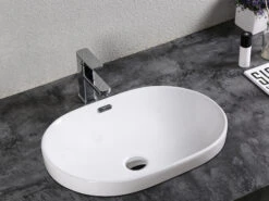 Lavabo Da Appoggio Maira 59,5x41 H19 In Ceramica Bianco Lucido