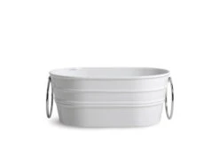 Lavabo Sospeso/Appoggio Tinozza 60X40Xh25 Con Anelli In Ceramica Lucido Bianco