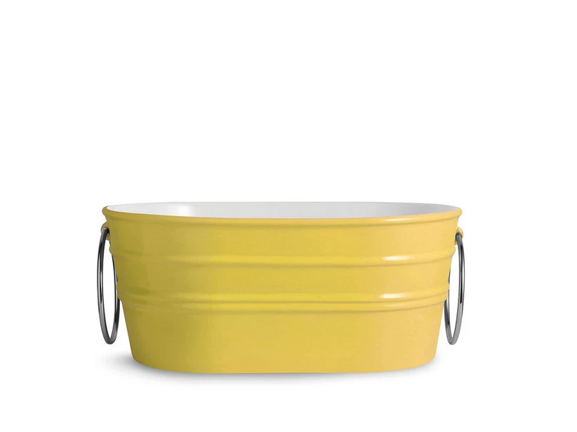Lavabo Sospeso/Appoggio Tinozza 60X40Xh25 Con Anelli In Ceramica Lucido Giallo Sirio 3 Lavabo Sospeso/Appoggio Tinozza 60X40Xh25 Con Anelli In Ceramica Lucido Giallo Sirio