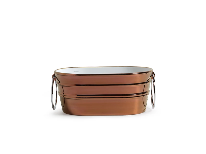 Lavabo Sospeso/Appoggio Tinozza 60X40Xh25 Con Anelli In Ceramica Lucido Rame 3 Lavabo Sospeso/Appoggio Tinozza 60X40Xh25 Con Anelli In Ceramica Lucido Rame