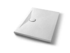 Piatto Doccia Appia Rettangolare 100x70 In Ceramica Effetto Pietra Bianco Gesso Opaco