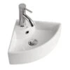 Lavabo Sospeso/Appoggio Ad Angolo Mini Segovia 46X32,5 H12,5 In Ceramica Lucido Bianco