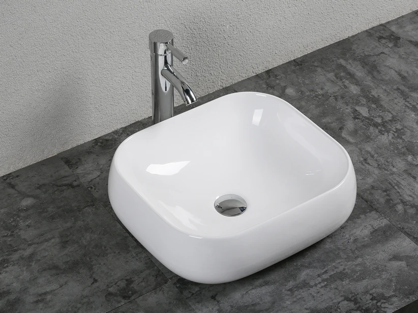 Lavabo Da Appoggio Adige 45x40 H12,5 In Ceramica Bianco Lucido 3 Lavabo Da Appoggio Adige 45x40 H12,5 In Ceramica Bianco Lucido