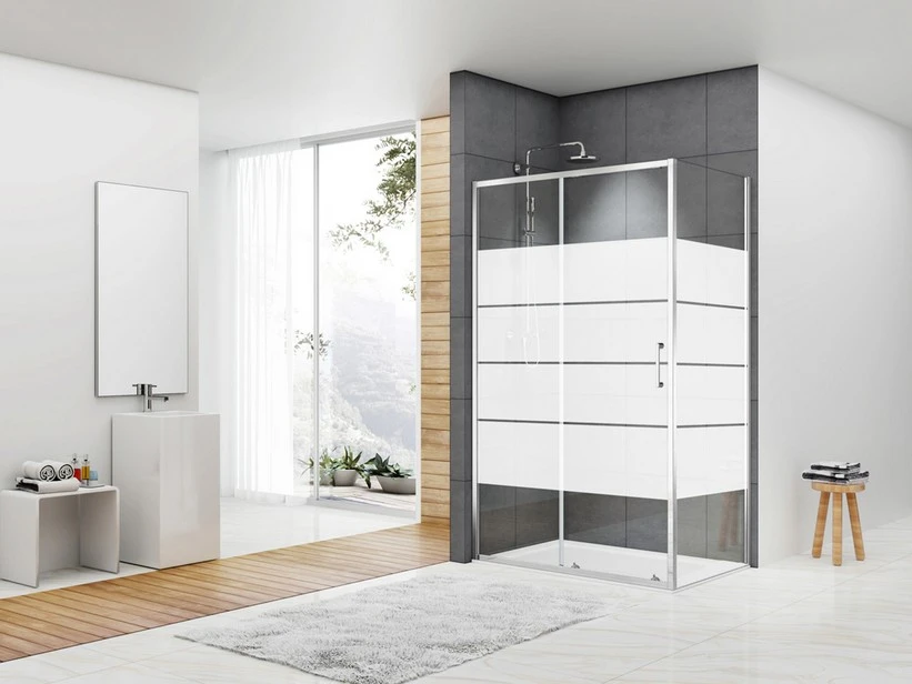 Box Doccia Angolare Arek 80x120 H190 Porta Scorrevole E Lato Fisso Cristallo 6 Mm Trasparente Serigrafato Cromo 3 Box Doccia Angolare Arek 80x120 H190 Porta Scorrevole E Lato Fisso Cristallo 6 Mm Trasparente Serigrafato Cromo