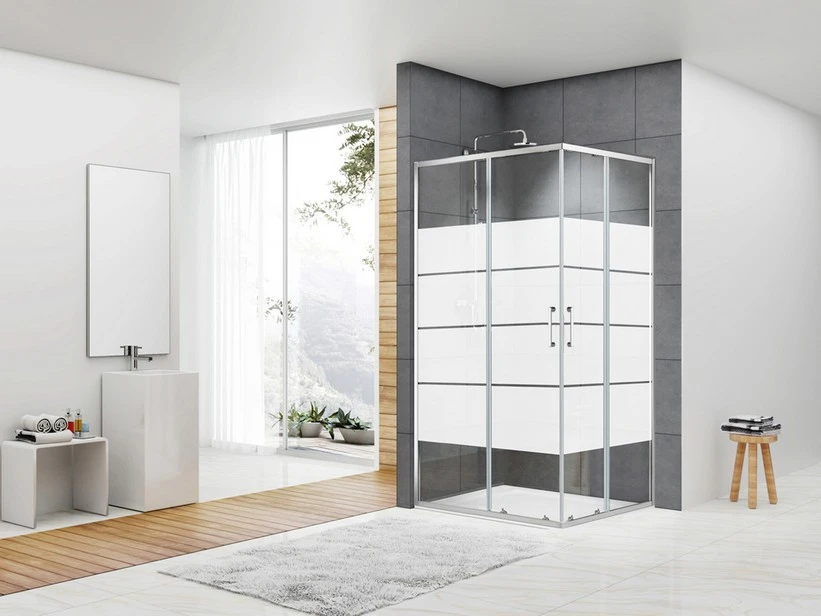 Box Doccia Angolare Arek 75x90 H190 Porte Scorrevoli Cristallo 6 Mm Trasparente Serigrafato Cromo 3 Box Doccia Angolare Arek 75x90 H190 Porte Scorrevoli Cristallo 6 Mm Trasparente Serigrafato Cromo