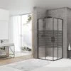 Box Doccia Angolare Arek 90x90 H190 Porte Scorrevoli Cristallo 6 Mm Trasparente Serigrafato Nero Opaco -Vendite BagnoVivo arek porta porta quadrato nero opaco 2