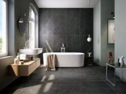 Piastrella Blackstone 75X150 Gres Effetto Pietra Lavagna Nero