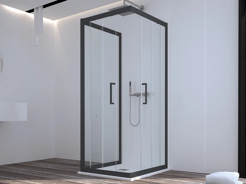Box Doccia Zen 80x90x80 H190,4 2 Porte Scorrevoli E Lato Fisso Cristallo 6 Mm Trasparente Nero Opaco 3 Box Doccia Zen 80x90x80 H190,4 2 Porte Scorrevoli E Lato Fisso Cristallo 6 Mm Trasparente Nero Opaco