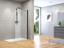 Doccia Walk In Fantasy2 90 Cm H190 Cristallo 6 Mm Trasparente Nero Opaco