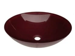 Lavabo Da Appoggio Pureglass Ciotola Ø42X14 Cristallo Foglia Red Purple