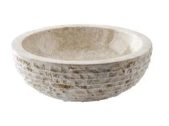 Lavabo Da Appoggio In Marmo Selce Ø40xH15 Cm Bianco