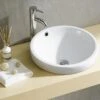Lavabo Semincasso Soprapiano Lille Ø46,5 H6,3 In Ceramica Lucido Bianco -Vendite BagnoVivo lavabo lille