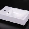 Lavabo Appoggio/Sospeso Papete 46X26Xh14 In Resina Lucido Bianco