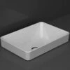 Lavabo Semincasso Soprapiano Piuma 50X35 H7,5 In Ceramica Lucido Bianco -Vendite BagnoVivo lavabo piuma semincasso 1
