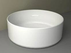 Lavabo Da Appoggio Piuma Tondo Ø40 H12 In Ceramica Lucido Bianco