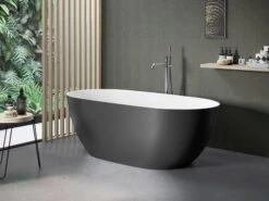 Vasca Freestanding Leo 160x74 Cm Esterno Antracite Berlino/Interno Bianco Opaco