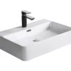 Lavabo Da Appoggio Sarca 60x42 In Ceramica Bianco Lucido -Vendite BagnoVivo sarca lavabo ceramica bianco minimale 21351