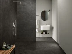 Piastrella Sottile 3,5 Mm Slim Beton Black 50X100 Gres Effetto Cemento Nero