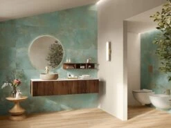 Piastrella Sottile 3,5 Mm Slim Metal Green 50X100 Gres Effetto Metallo Verde Rame