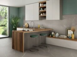 Piastrella Sottile 5 Mm Slim Piasentina Liscia 60X150 Gres Effetto Pietra Grigia