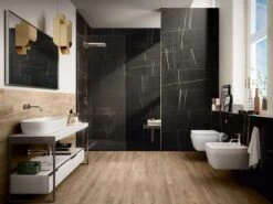 Piastrella Sottile 3,5 Mm Slim Sahara Noir 50X100 Gres Effetto Marmo Nero