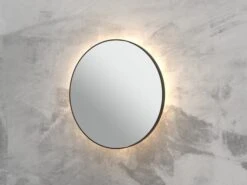 Specchio Bagno Led Queen Ø60 Con Cornice Verniciato Nero Opaco