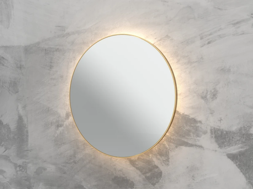 Specchio Bagno Led Queen Ø80 Con Cornice Verniciato Oro Opaco 3 Specchio Bagno Led Queen Ø80 Con Cornice Verniciato Oro Opaco