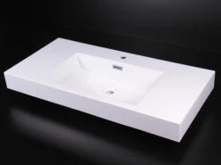 Lavabo Da Appoggio Unitop Natura 100X48 In Resina Lucido Bianco