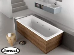 Vasca Idromassaggio Jacuzzi® Silk 180x80 Sinistra Con 8 Bocchette E Finitura Effetto Legno Dark Oak