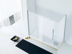 Box Sopravasca Velo Cm 170x80 H150 Porta Scorrevole Sinistra Cristallo Serigrafato Profili Cromo