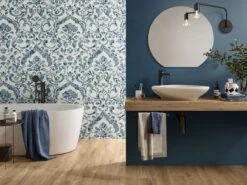 Decoro Wallart Arabesque White Gres Sottile Effetto Carta Da Parati Floreale Composizione 100x100