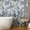 Decoro Wallart Borneo Blue Gres Sottile Effetto Carta Da Parati Tropicale Composizione 100x100 -Vendite BagnoVivo wallart borneo blue amb