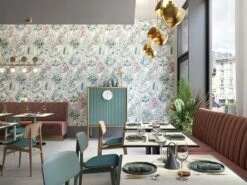 Decoro Wallart Inkline Color Gres Sottile Effetto Carta Da Parati Floreale Composizione 100x100