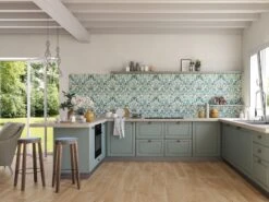 Decoro Wallart Liberty White Gres Sottile Effetto Carta Da Parati Floreale 50x100