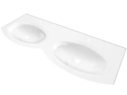 Lavabo Unitop Wave 138x51 Cm Doppia Vasca In Vetro Bianco Lucido