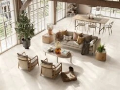 Piastrella Xlab Concept White 120X120 Gres Effetto Cemento Bianco